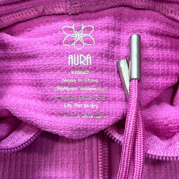 Aura Fuchsia Purple Full Zip Fitted Activewear Hoodie‎ Jacket Womens XXS - Picture 5 of 6